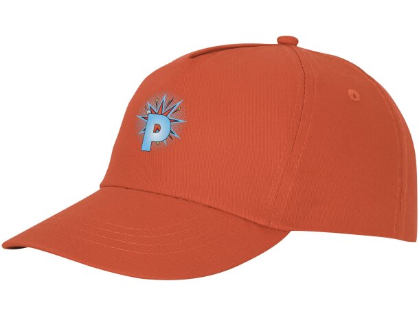 Gorra promocional de 5 paneles con impresión personalizada Naranja detalle 25