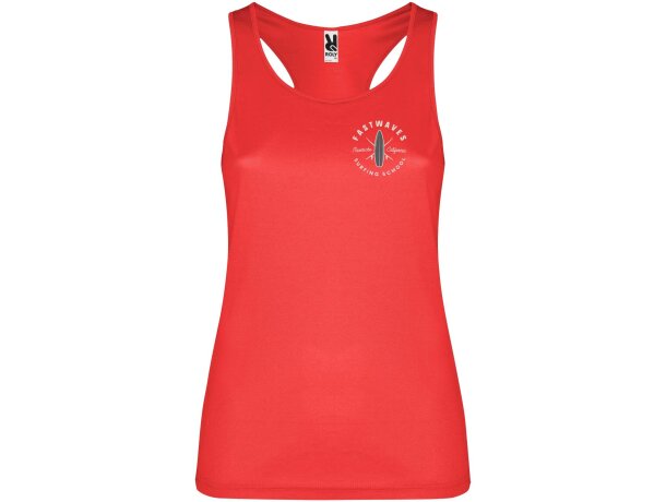 Camiseta deportiva sin mangas mujer Shura Roly cool fit Rojo detalle 17