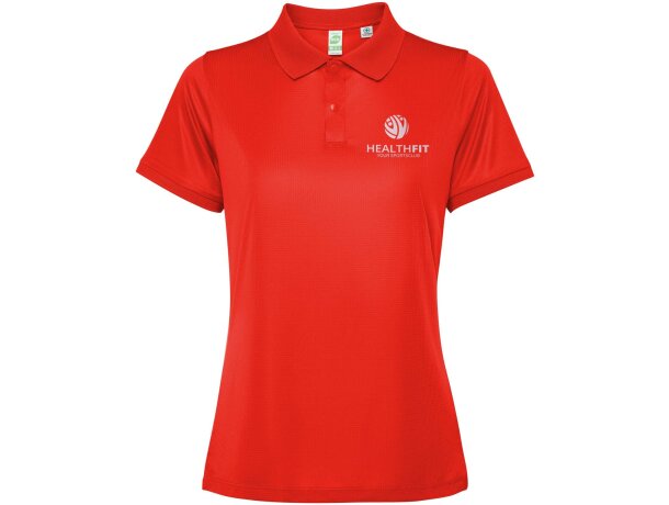 Polo manga corta mujer Tormo Roly poliéster reciclado entallado Rojo detalle 17