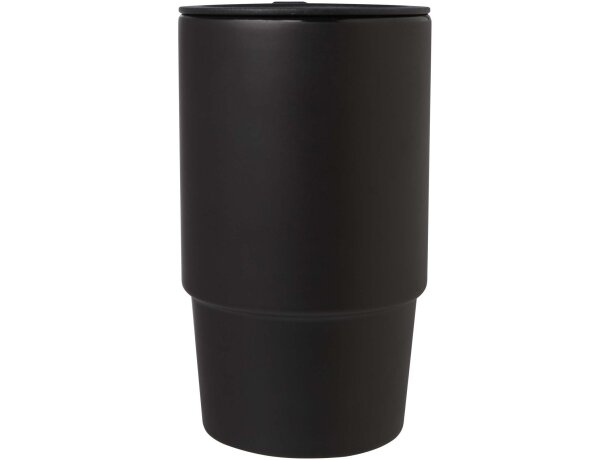 Taza térmica de gres Carter con tapa antiderrame 450ml Negro intenso detalle 2