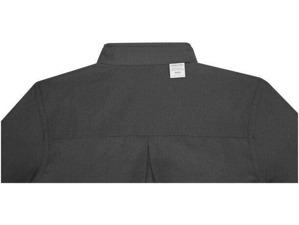 Camisa manga larga mujer Pollux Oxford entallada personalizable Gris tormenta detalle 19