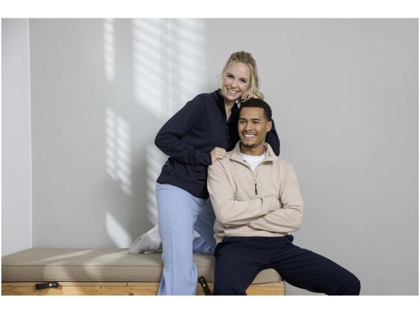 Sudadera reciclada unisex con cremallera 1/4 Aware™ Tin Negro intenso detalle 6