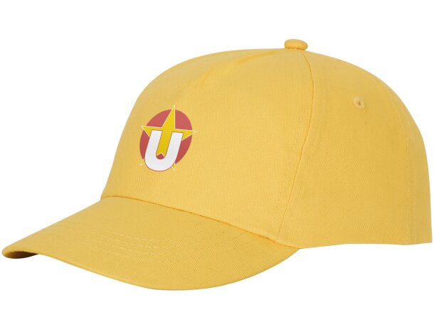 Gorra promocional de 5 paneles con impresión personalizada Amarillo detalle 7