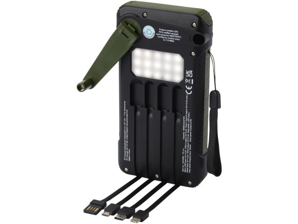 Batería externa solar y dinamo manual Soldy 10000mAh RCS Verde militar detalle 5
