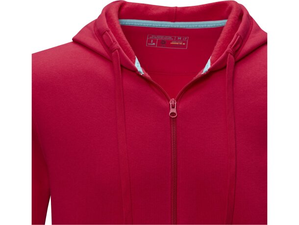 Sudadera con capucha y cremallera Ruby para hombre sostenible Rojo detalle 9