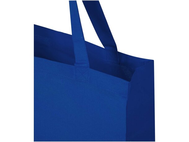 Bolsa tote con refuerzos algodón reciclado certificado GRS Madras Azul real detalle 24
