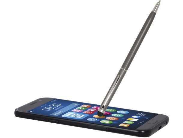 Bolígrafo aluminio con stylus táctil Ore tinta azul Titanio detalle 20