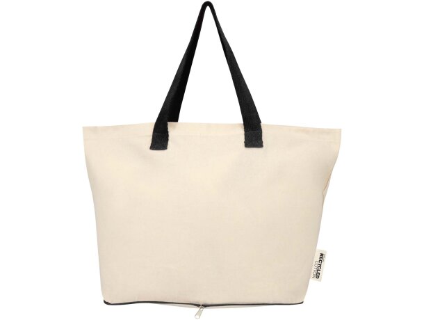Bolsa tote Sierra 12L algodón reciclado certificado GRS Natural/negro intenso detalle 6