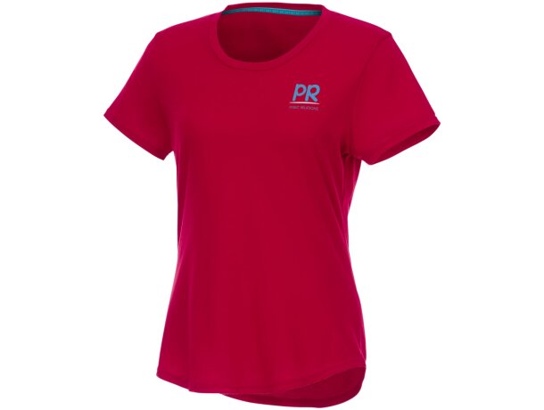 Camiseta de manga corta de material reciclado GRS para mujer Jade Rojo detalle 7