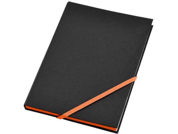 Cuaderno de notas A5 con cierre de cinta en color Negro intenso/magenta detalle 1