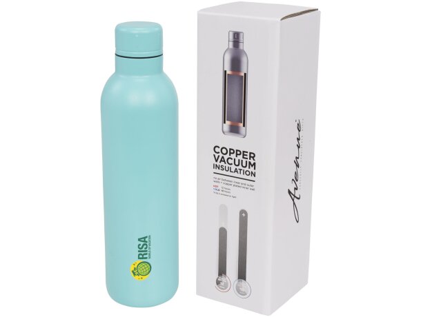 Botella termo con logo con tapa de rosca en acero inoxidable Thor Verde nenta detalle 43