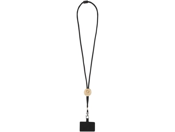 Lanyard para smartphone Adhab con detalles de bambú Negro intenso detalle 1