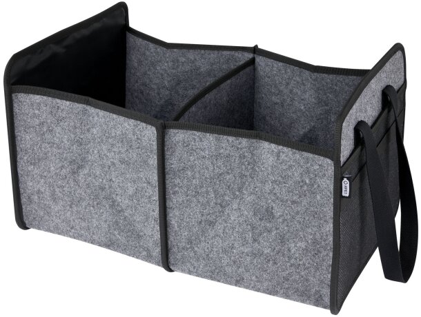 Organizador coche plegable fieltro reciclado certificado GRS Gris medio detalle 5
