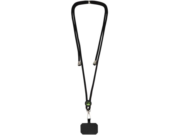 Lanyard regulable Kubi con gancho metálico y cinta de nylon Negro intenso detalle 1