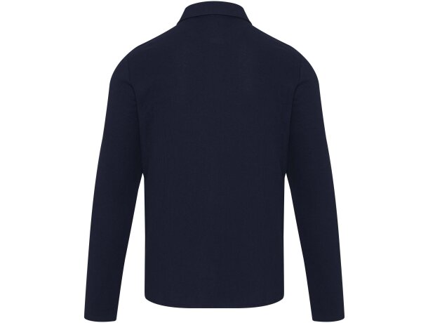 Polo manga larga Apollo algodón piqué unisex corporativo Azul marino detalle 11
