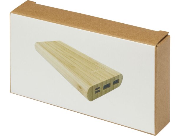 Batería externa bambú Tulda 10000 mAh certificación FSC Natural detalle 4