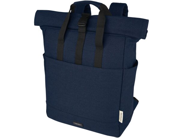 Mochila enrollable Joey lona reciclada GRS para portátil 15? Azul marino detalle 9