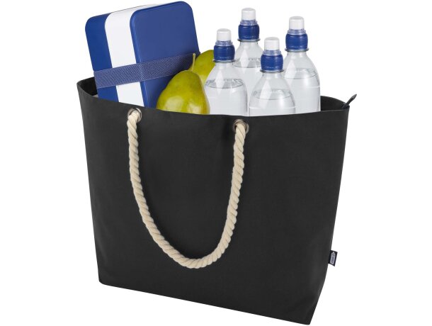 Bolsa playa refrigeradora Panama 23L poliéster reciclado GRS Negro intenso detalle 4