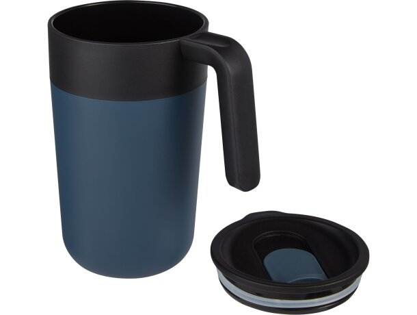 Taza térmica Nordia con doble pared reciclada de 400ml Azul oscuro detalle 9