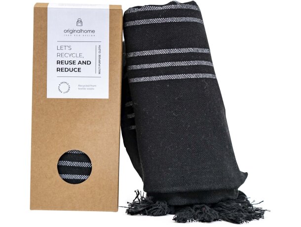 Tela Originalhome de algodón reciclado tejida a mano Negro intenso detalle 5