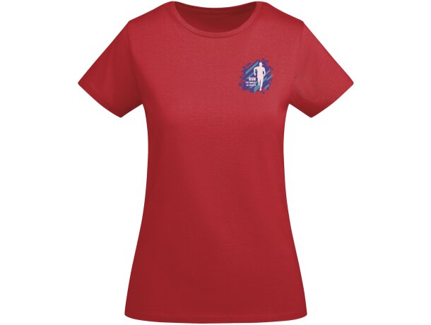Camiseta mujer algodón orgánico Breda de Roly Rojo detalle 40