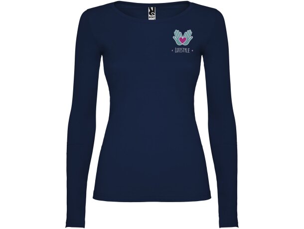 Camiseta manga larga mujer algodón 100% Roly Extreme Azul marino detalle 13