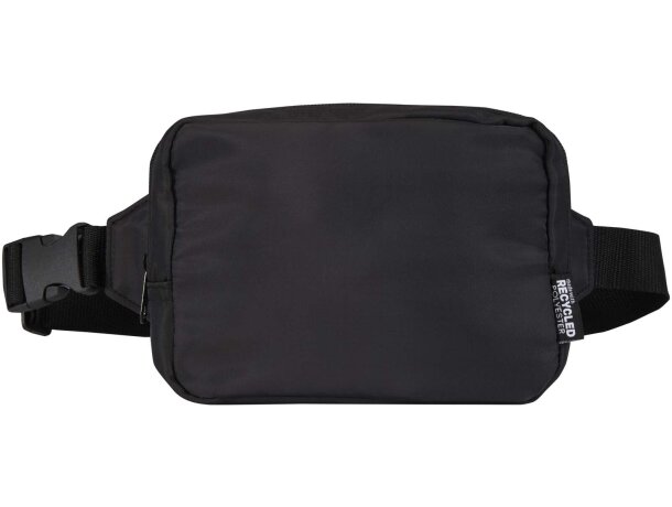 Bolsa bandolera de viaje reciclada Trip Aware con trazabilidad Negro intenso detalle 2