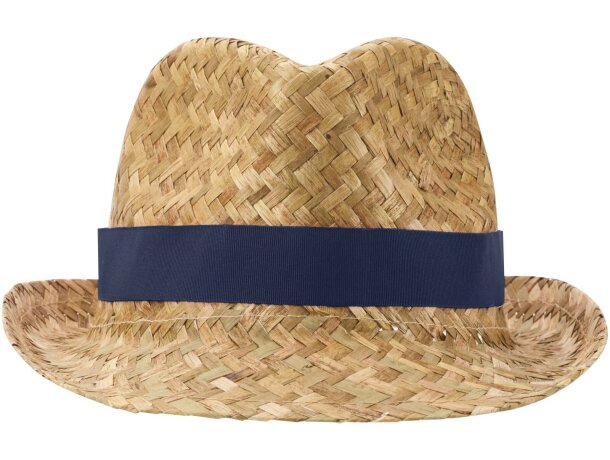 Sombrero de paja Pricus natural con banda personalizable Azul marino/natural detalle 10