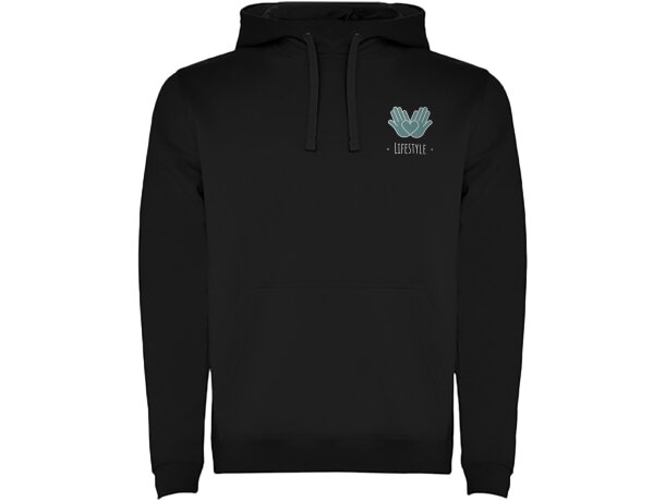 Sudadera con capucha para hombre Urban Roly Negro intenso detalle 11