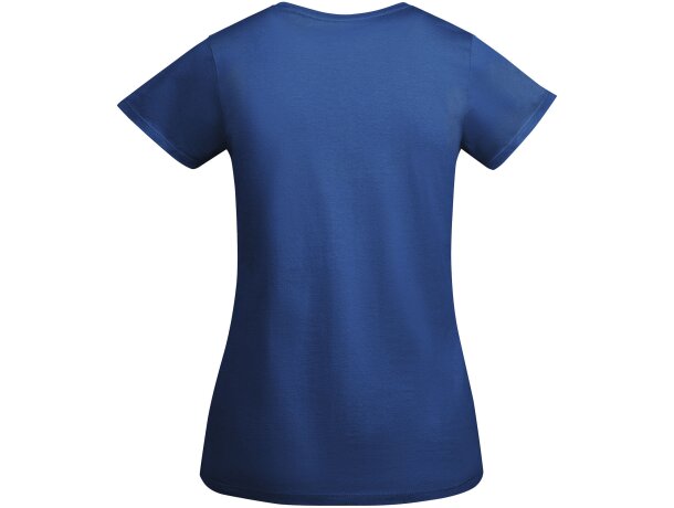Camiseta mujer algodón orgánico Breda de Roly Azul real detalle 11