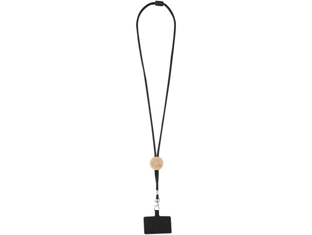Lanyard para smartphone Adhab con detalles de bambú Negro intenso detalle 3