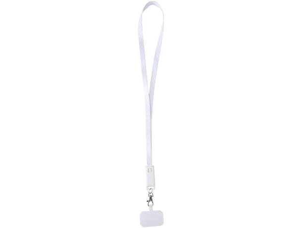 Lanyard de plástico reciclado para smartphone Franz Blanco detalle 7