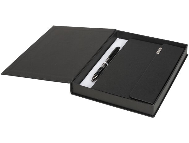Set Tactical cuaderno A5 bolígrafo clic cubierta símil piel Negro intenso detalle 5
