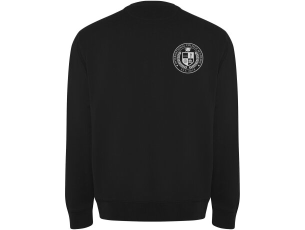 Sudadera cuello redondo algodón orgánico Batian unisex Roly Negro intenso detalle 5