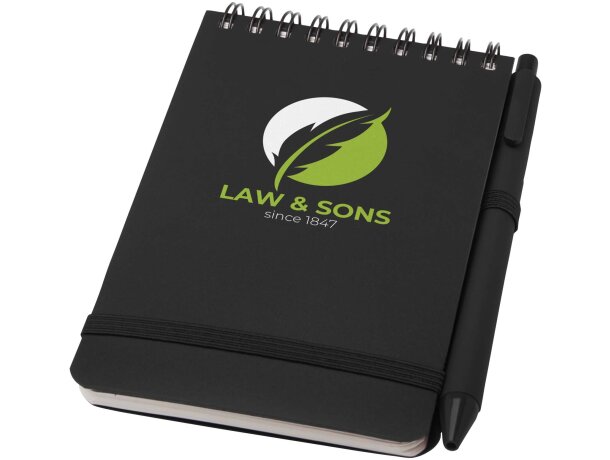 Libreta tapa dura A6 Thalaasa con bolígrafo de plástico oceánico Negro intenso detalle 1