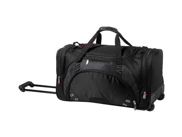 Bolsa de viaje con ruedas con apertura en U personalizada negro intenso Bolsa de viaje con ruedas con apertura en U personalizada negro intenso