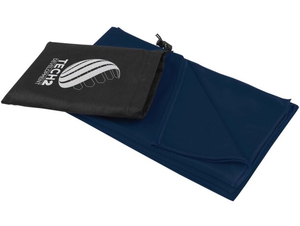 Toalla deportiva Lucas RPET 70x140 con bolsa reciclada Azul marino detalle 11