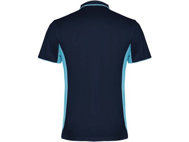 Polo deportivo unisex manga corta Roly Montmelo transpirable Azul marino/azul celeste detalle 10
