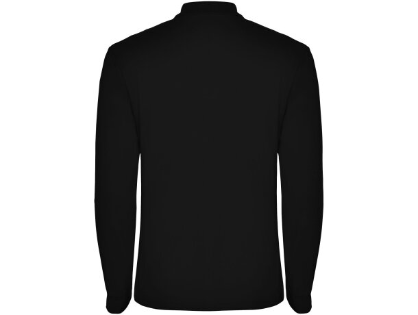 Polo manga larga hombre Estrella Roly 100% algodón piqué Negro intenso detalle 6