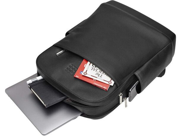 Mochila de piel Moleskine Classic Pro con compartimento portátil Negro intenso detalle 5