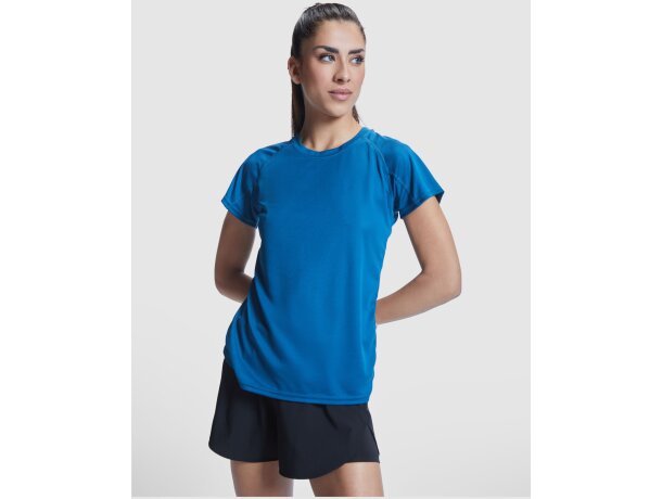 Camiseta deportiva manga corta mujer Bahrain Roly técnica Azul celeste detalle 19