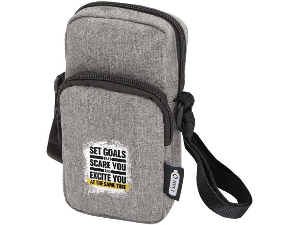 Funda teléfono reciclada certificada GRS Ross con cremallera Gris mezcla detalle 1