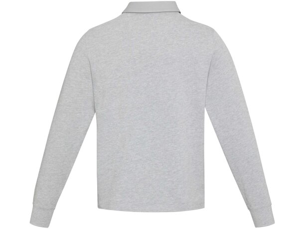 Sudadera polo rugby unisex Clyde algodón orgánico 280 g/m² Gris mezcla detalle 18