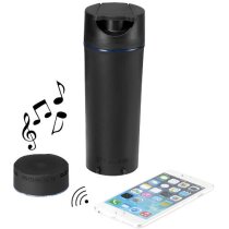 Botella con altavoz bluetooth y luz personalizada negro intenso Botella con altavoz bluetooth y luz personalizada negro intenso