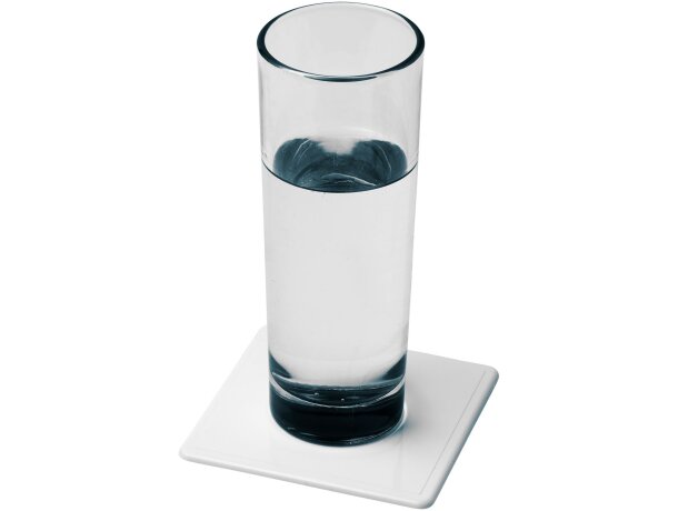 Posavasos cuadrado Renzo de plástico GPPS personalizable Blanco detalle 2