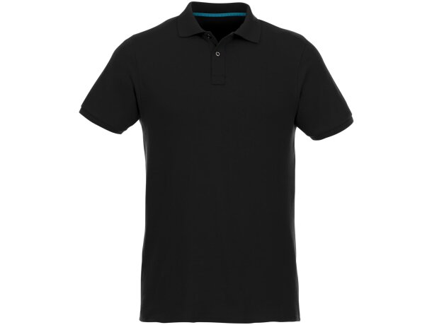 Polo de manga corta de material reciclado orgánico GRS para hombre Beryl Negro intenso detalle 14