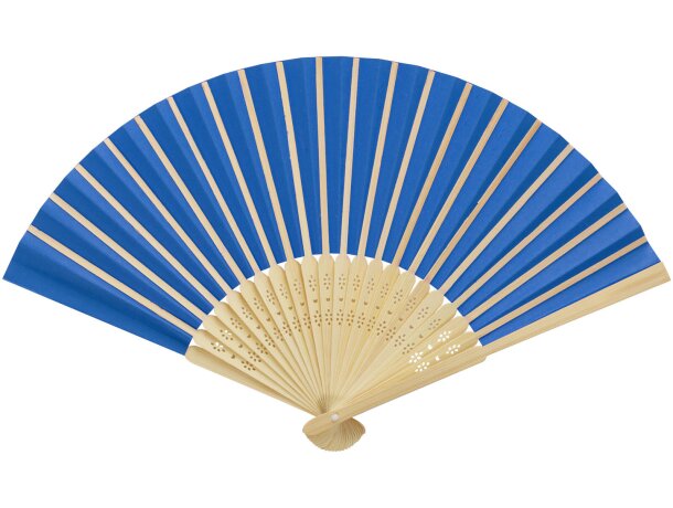 Abanico Carmen de bambú y papel plegable para eventos Azul aqua detalle 15