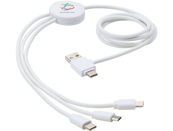 Cable de carga 5 en 1 Pure con aditivo antibacteriano Blanco detalle 1