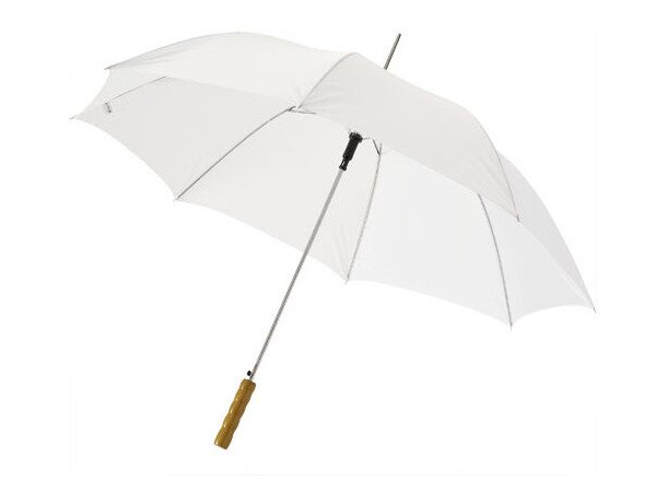 Paraguas automático de 23"y mango de madera personalizado blanco Paraguas automático de 23"y mango de madera personalizado blanco