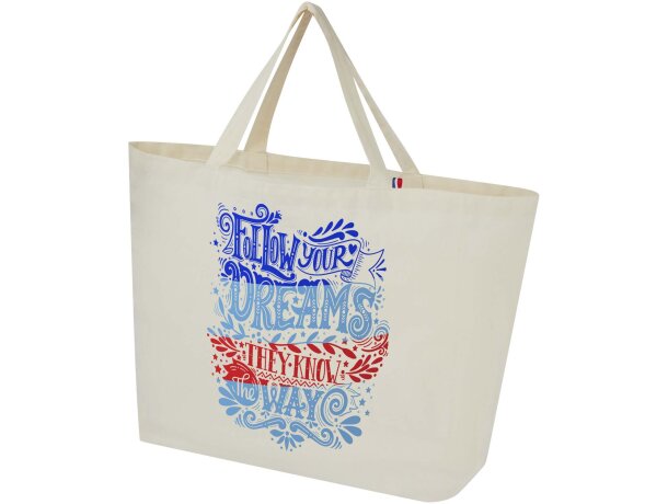 Bolsa tote reciclada Cannes 10L algodón y poliéster 200 g/m² Natural detalle 2